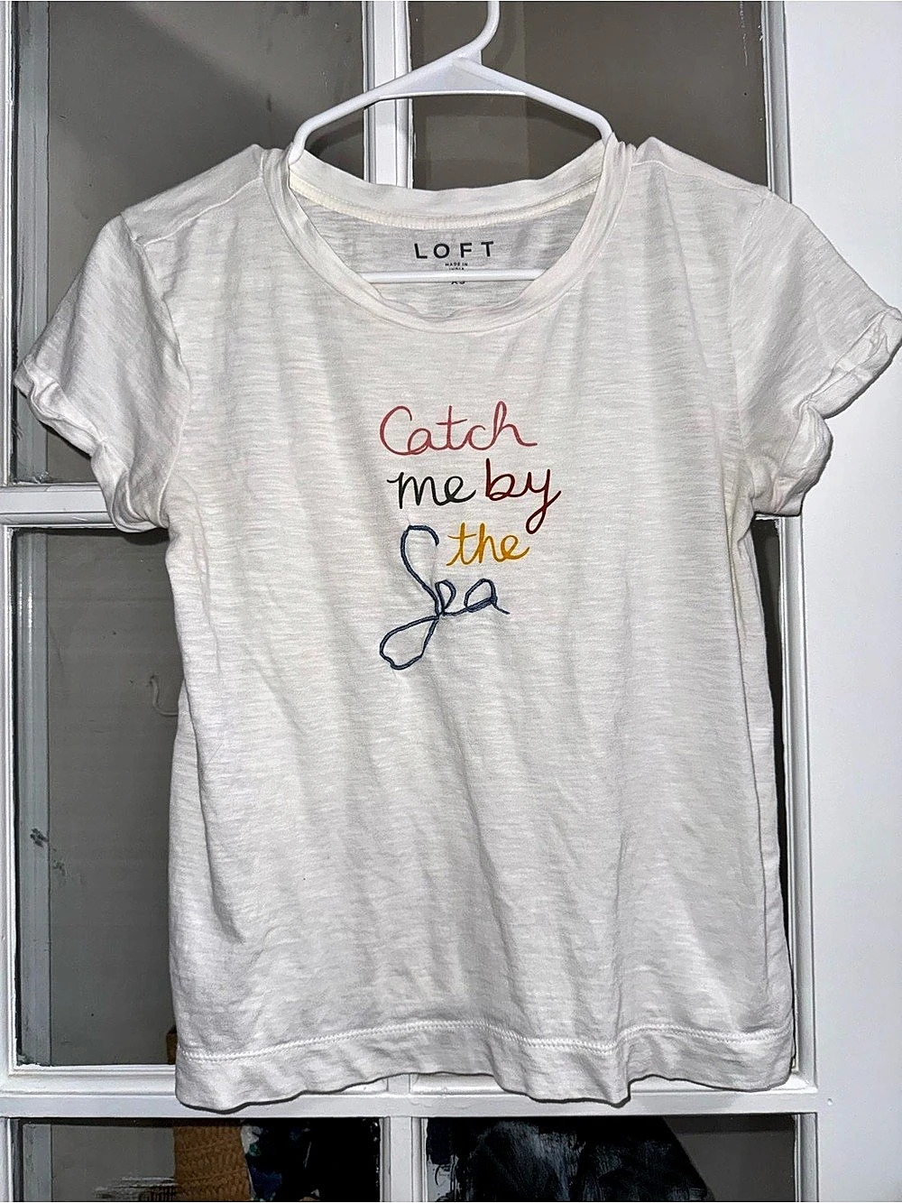 LOFT Catch Me By The Sea Graphic Tee White XS